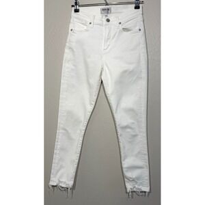 AGOLDE Sophie Crop Jean 25 White Raw Hem Distressed Skinny Premium Denim